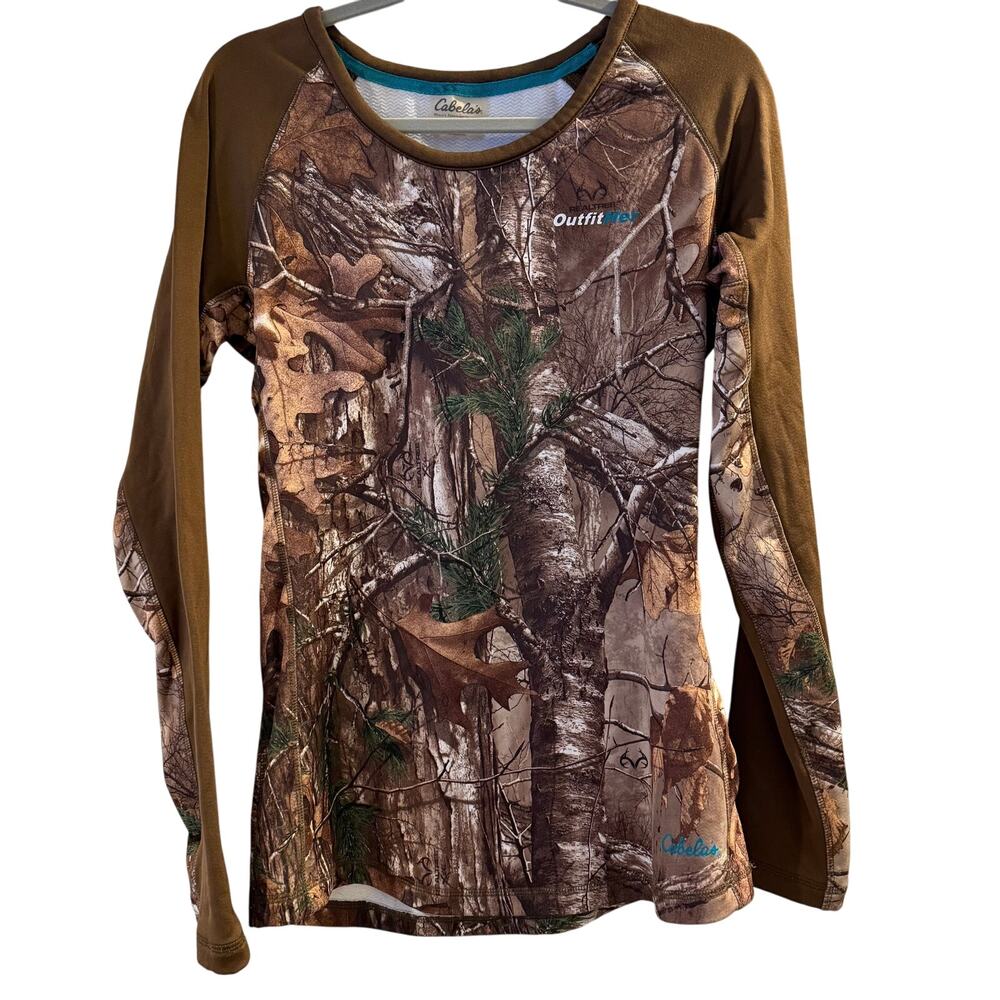 Cabela's Camo OutfitHer Long sleeve thermal top SZ M Women Hunt Country Camp